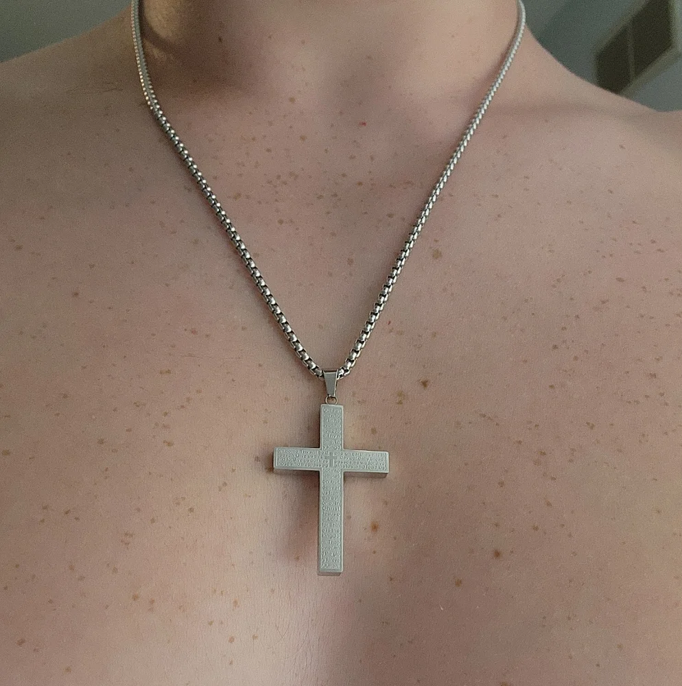 Metal Cross Pendant Necklace Set in Gold, Silver, and Black - Picture 3 of 4